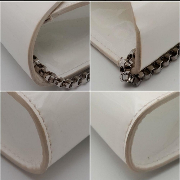 Christian LOUBOUTIN White Patent Leather Vero Dodat Clutch Shoulder Handbag - Picture 9 of 13